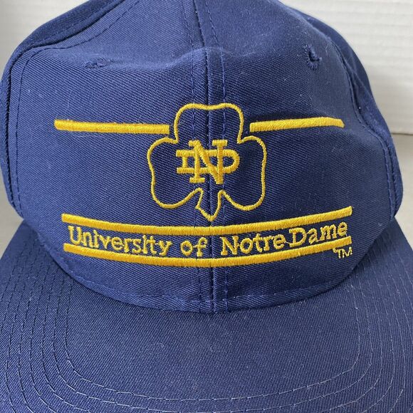 Vtg Notre Dame Snapback Hat Cap The Game NCAA 1980s Split Bar 1988 Korea RARE - Picture 2 of 7